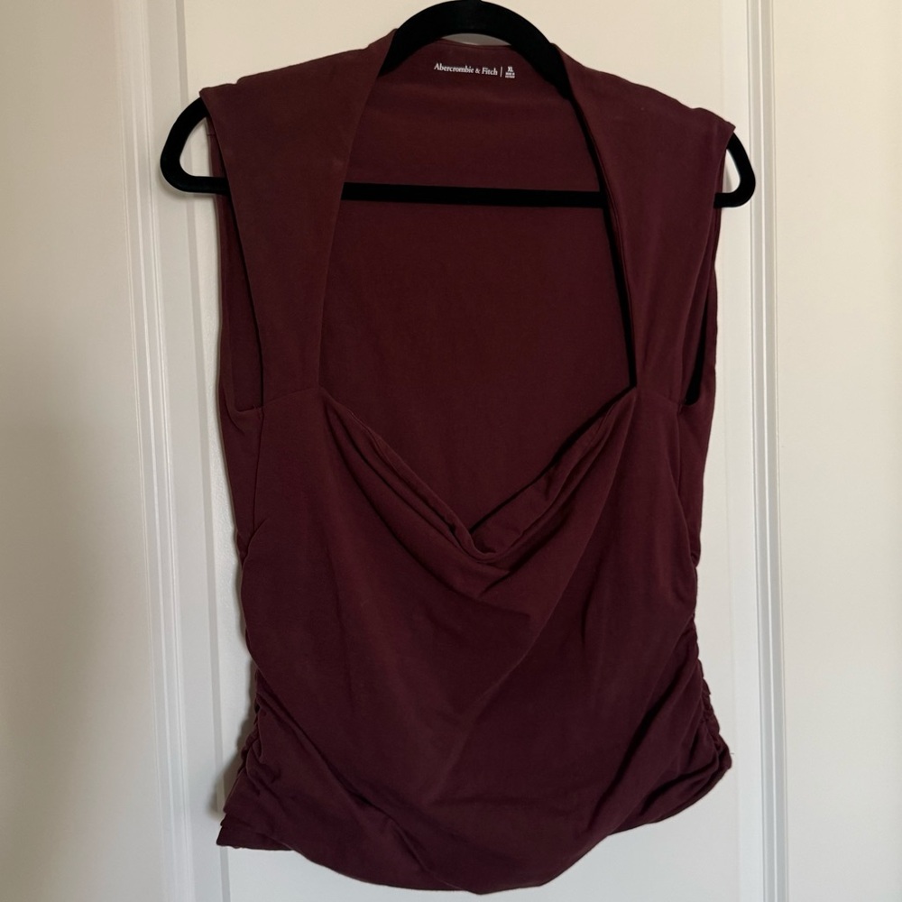 Abercrombie & Fitch Sleeveless Draped Cowl Neck Top - Burgundy